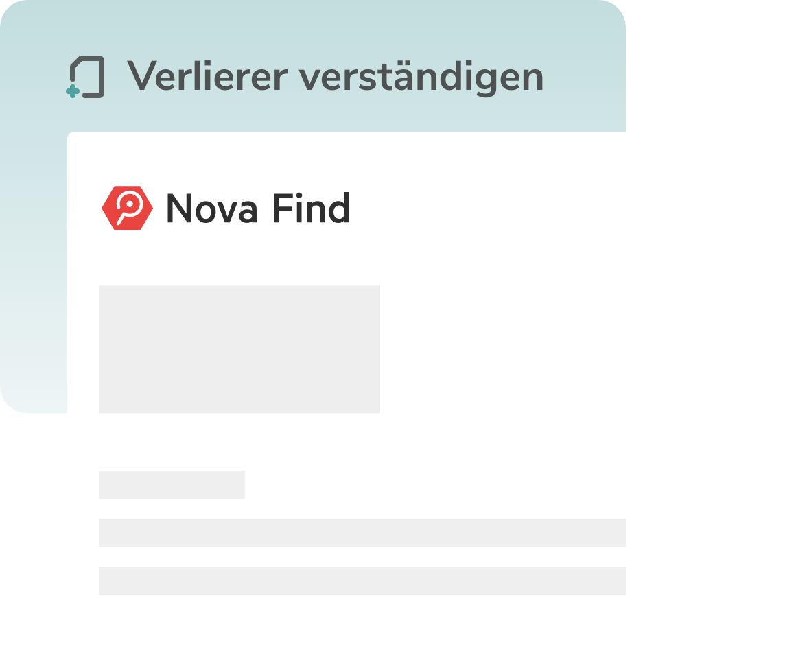 Grafik. Mit Nova Find können Verlierer verständigt werden.